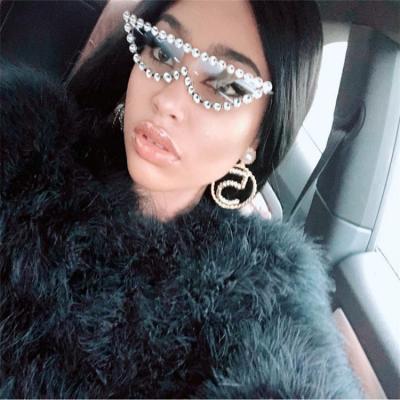 China Promotional Hot Selling Fashion Sunglasses Rhinestone Women's Luxury Trendy Pink Sunglasses for sale