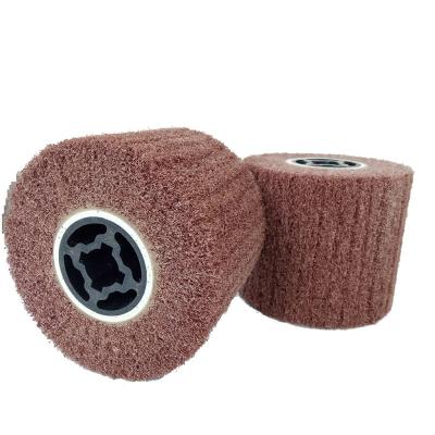 China For Metals Polishing Factory Price Wire Drawing Wheel Brush Drum Cleaning 60# 80# Grit For Metal Top Abrasive Fin Non-Woven Nylon Brush Polishing for sale