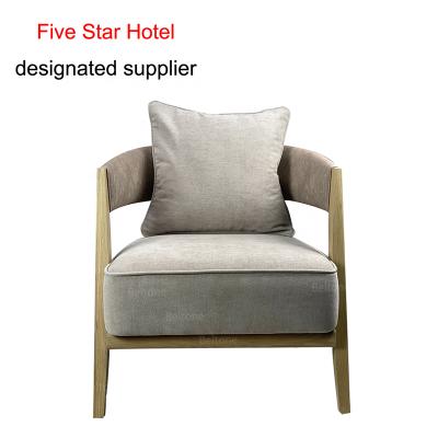 China Beltone Factory 5 Star Hotel Guest Room Furniture Solid Wood Contemporary Leather Upholstered Sofa Chair for sale