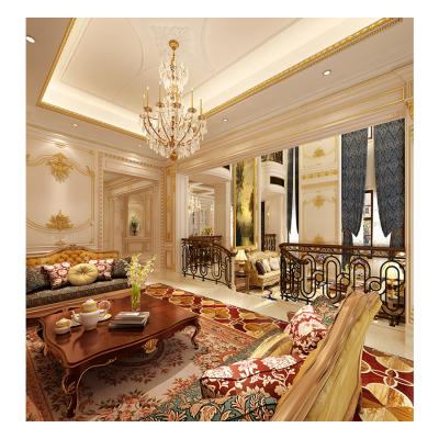 China Manual Custom Modern Venue Leather Sofa European Villa Carving Combination Sofa for sale