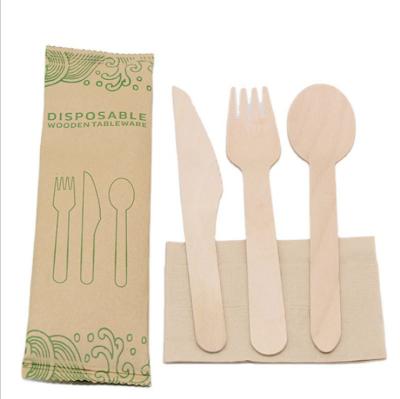 China Amazon Customized Disposable Natural Biodegradable Cutlery Flatware Set Disposable Amazon Compostable Cutlery Set For Wedding Party Bulk Wood Spoons for sale