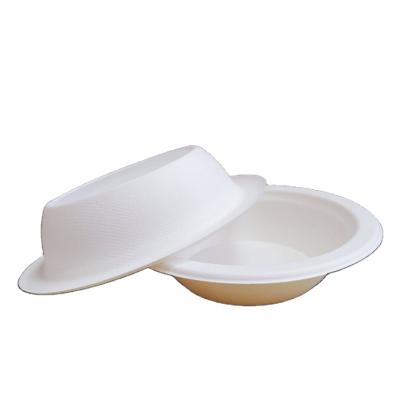 China Disposable Biodegradable Containers Disposable 14OZ Sugar Cane Bowl Soup Gabasse for sale