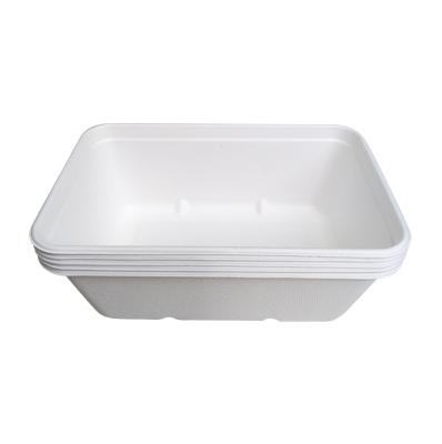 China Eco-friendly Sugar Cane Plate Disposable Bagasse 650ml Square Bagasse Square Bowl Disposable Square Bowl 650ml for sale