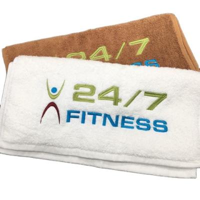 China Hypoallergenic Cotton 16s Running White Pure Sport Towel Custom Logo 160g for sale