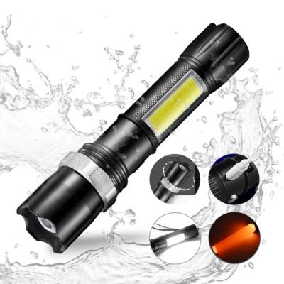 China T9546 Industrial Rechargeable Signal Bar COB 1101 Zoomable Police Led Flashlight for sale