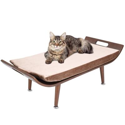 China Removable Cover Mid-Century Solid Wooden elevated Luxury Lounger Cat Bed dog sofa pet furniture for Large medium small dogs and cat supplies for sale