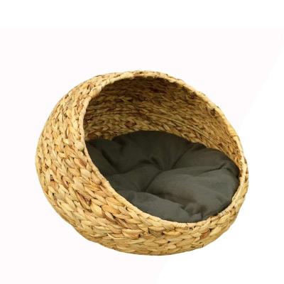 China Breathable Modern Decorative Handwoven Cat House Pet Cave Bed with Cushion ,Premium Pet Bed For indoor cat and puppy bed basket for sale