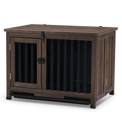 China Windproof Indoor Wooden Dog Crate Furniture End Table with Door,No Assembly Portable Foldable Pet Crate Dog Kennel with Removable Tray for sale