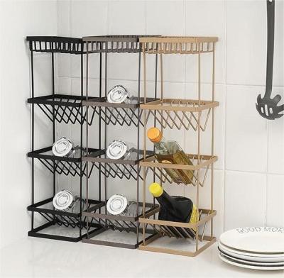 China Sustainable Bathroom shelf Kitchen four Layer Dish Rack Sink 4 Tier Metal Kitchen Dish Drainer Drying Rack Bowl Dry Dish Rack for sale