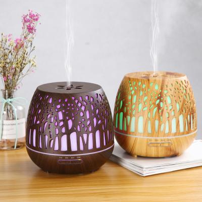 China 400ml New Design Hotel Essential Oil Diffusers Wood Grain Ultrasonic Air Humidifier Diffuser Factory Wholesale for sale