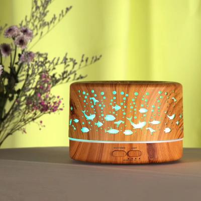 China 2020 New Household Wood Grain 500ML Aroma Diffuser For Festival Gift 7 Color Light Essential Oil Diffuser for sale