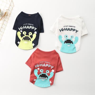 China 2020 Spring New Viable Pet Clothes Dog T-shirt Fashion Print Pet T-shirt Quality Cotton Puppy Apparel Pets Accessories Wholesale for sale