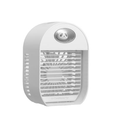 China Portable Rechargeable Cooling Air Mist Jet Air Conditioner Fan with Warm Light for Bedroom Mini Personal Office Outdoor Fan for sale