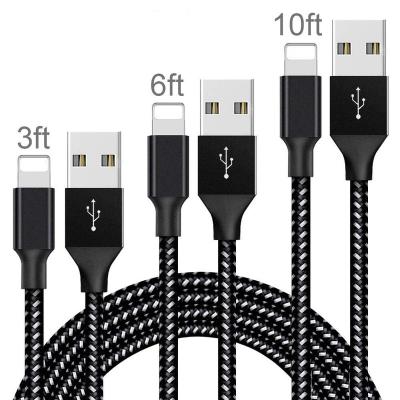 China Factory Wholesale Mobile Phone Nylon Braided Charger Data USB Charger Fast Charging Cable For iPhone for sale