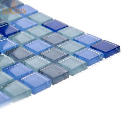 China Parquet Slab Swimming Pool Design Blue Glass Slab for sale