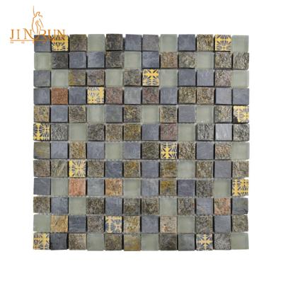 China Glass And Stone Parquet Gray Square Mosaic Egypt for sale