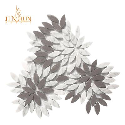 China Europe Leaf Shape White Marble Mosaic Tile for sale