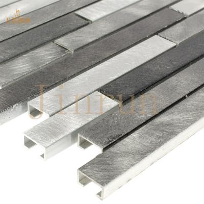 China Parquet Brick Mix Aluminum Glass Mosaic Slab for sale