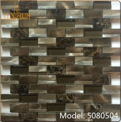 China 2017 Flooring Products Trending Golden Select Glass And Aluminum Mosaic Wall Slabs Peel And Stick Slab for sale