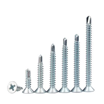 China Countersunk Head Phillips Flat Countersunk Head Galvanized Blue M4 Self Tapping/Drilling Screws for sale