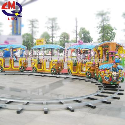 China Fashionable FRP and stainless steel factory price electric tourist track trains amusement equipment rides garden track trains for sale