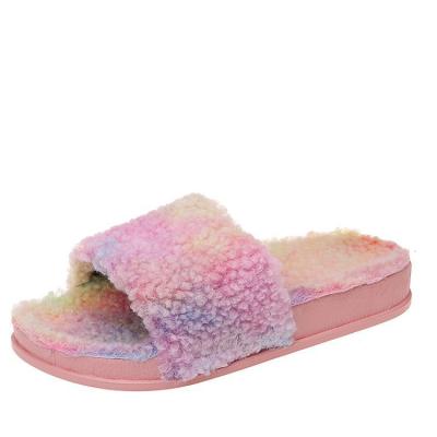 China Mules Fashion Women Fur Slippers Women's Slippers Flat Sandals Soft Fluffy Plush Faux Fur Slides Home Slippers for sale