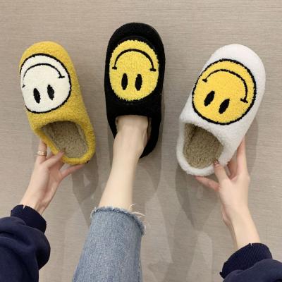 China CUSHIONING New TX Women's Cotton Mules Ladies Shoes Plush Suede Indoor Warm Home Antiskid Thick Bottom Smiley Slippers for sale