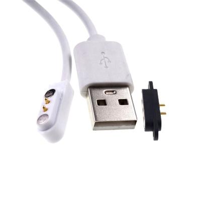 China Magnetic Charging Cable PCB Solder Board Power Charging Wire Adapter 2 Pin Spring Loaded Connector USB Straight Type One Male Magnetic Pogo Pin Cable for sale