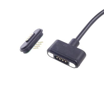 China T Form T Form USB Male A Spring Loaded Pogopin Angled PCB Female Big Strength 12V 3A Pogo Pin Connector 4 Pin Magnetic Cable for sale