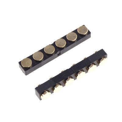 China 2.54 Mm Grid 6 Pin Female Header Pin SMD Target Contact Protection Female Connector For Pogo Pin Header Strip Battery Power Spring Load for sale