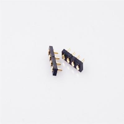 China Target Pin Female Pogo Pin 4 Female Terminal 2.5 Mm Size Pin Connector 2.54 Mm Pitch For Spring Loaded Contact Flat Surface Through Holes for sale