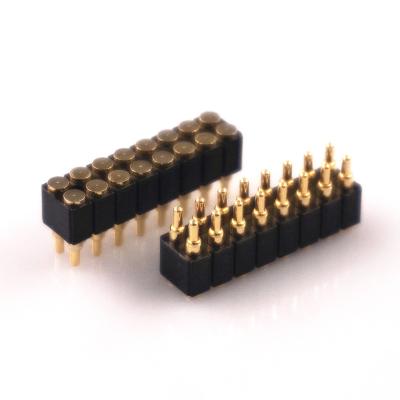 China Male 8.0 Mm Pin Spring Loaded Pogo Pin Connector Size 2.54 Mm Pitch 16 Position 2x8 Pins Double Row Contact Strip 2.54 Modular Grid SMT for sale