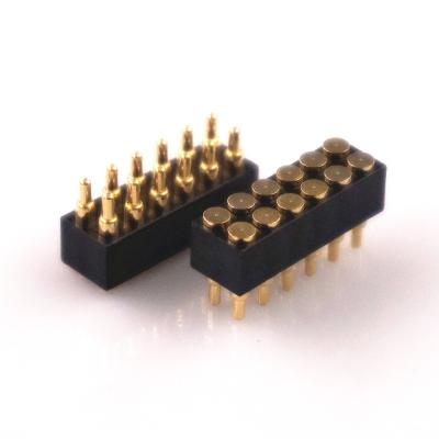 China Pin Spring Loaded Pogo Pin Connector Male 8.0 Mm Size 2.54 Mm Pitch 12 Position 2x8 Pins Double Row Contact Strip 2.54 Modular Grid SMD for sale