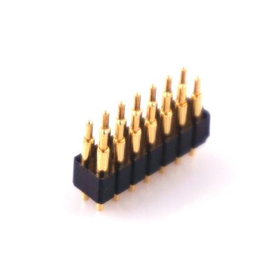 China Pogo Pin Connector Spring Loaded Pogo Pin 10.5 Mm Height 2.54 Mm Pitch 14 Position 2x7 Pins Double Row Modular Contact Strip 2.54 Grid for sale