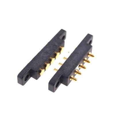 China male & Female Female Touch Pad & 2.54 Mm Male Spring Pitch Through Holes With Flange Panel Mount Single Row Strip Pogo Pin 5 Pin for sale