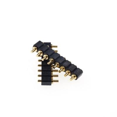 China Pogo Pin Connector Spring Loaded Pogo Pin Connector Terminal 8 2.54 Mm Pitch 5.5 Mm Height Through Holes PCB Vertical Row 8 Single Pole Pole Male for sale