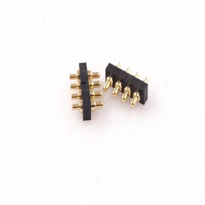 China Pin Spring-Loaded Pogo Pin Connector 4 Pin Position 2.0 Mm Pitch 4.5 Mm Height Straight Through Hole Row Single Strip Modular Contacts for sale