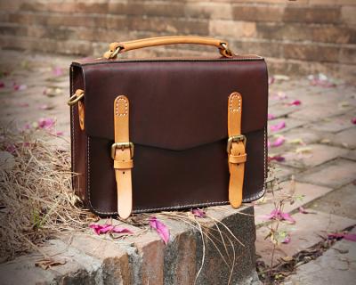 China LH-62-3 Handmade Handbags Vintage Briefcase Genuine Leather Ladies Bags for sale