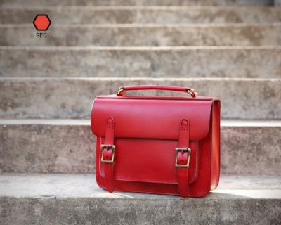 China Red Large Handbags Handmade Vintage Leather Briefcase for sale