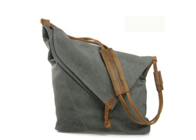 China Custom Canvas Bag High Quality Gray Mens Canvas Messenger Bag for sale