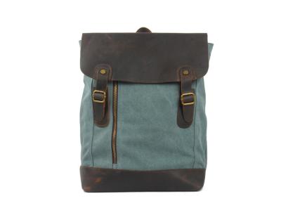 China CL-530 Light Blue Vintage Design Canvas Leather School Backpack for sale