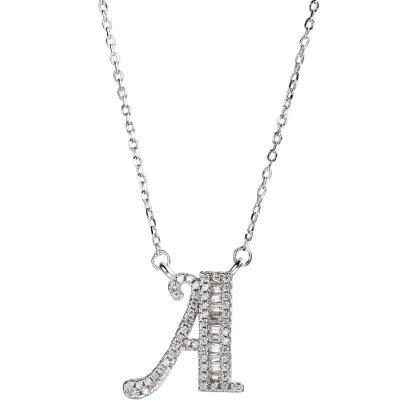 China Best Sales Vintage 925 Sterling Silver Letter Necklace With Diamonds Clavicle Chain for sale