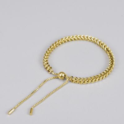 China Popular Hip Hop Hip Hop Jewelry Bangle Gold Plating Stainless Steel Style Miami Cuban Link Slide Chains Bracelet With Beads for sale