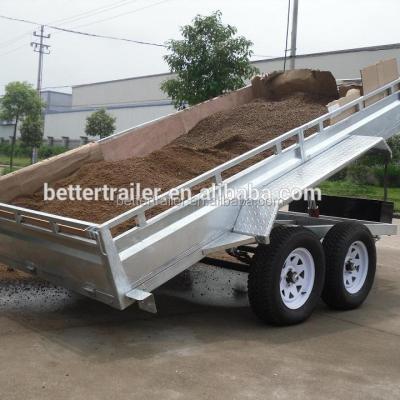 China Heavy Duty Tandem Box Tipping Trailer Truck Trailer Double Axle Electric Tipping Trailer for sale