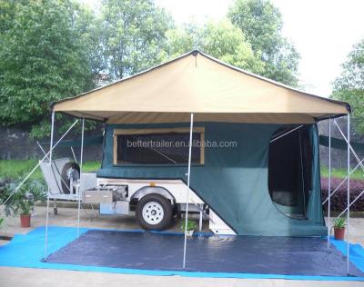 China Travel Trailer Off Road Hard Floor Camper Trailer , Rear Folding Luxury Travel Trailer for sale