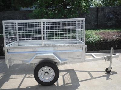 China Car Trailer Single Axle 7x5 Box Trailer Transport Caged Small Car Trailer for sale