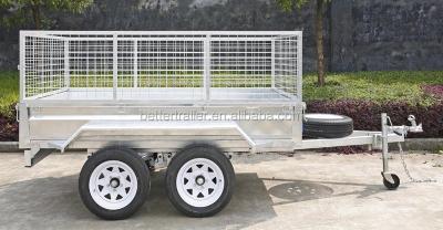 China 2000kg car trailer loading rear and front folding side door, tandem mesh caged trailer for sale