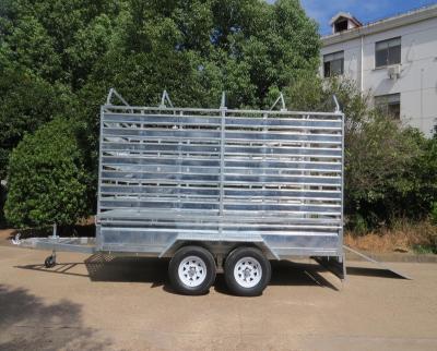 China Mobile Livestock Trailer With Loading Ramp 12x6 Heavy Duty Animal Trailer With Loading Ramp And Barrier for sale