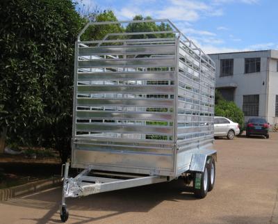 China Mobile Livestock Trailer With Easy Loading Ramp Livestock Cage Trailer With Heavy Duty Tie Down Bar for sale