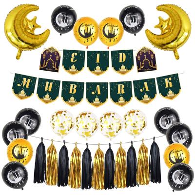 China Eid Mubarak Banner Garlands Paper Flags Happy Ramadan Decoration for Islamic Muslim Home Party Supplies Ramadan Kareen Decor Happy Eid for sale